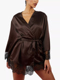Wolf & Whistle Alaia Lace Trim Kimono Robe - McGrocer