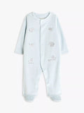 John Lewis Baby Elephant Velour Sleepsuit, Blue - McGrocer