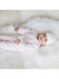 Emile et Rose Baby Shantel Bow Detail All-in-One Sleepsuit and Hat Set, Pink - McGrocer