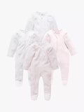 Purebaby Organic Cotton Essential Zip Front Growsuit, Pack of 4, Pink Melange - McGrocer