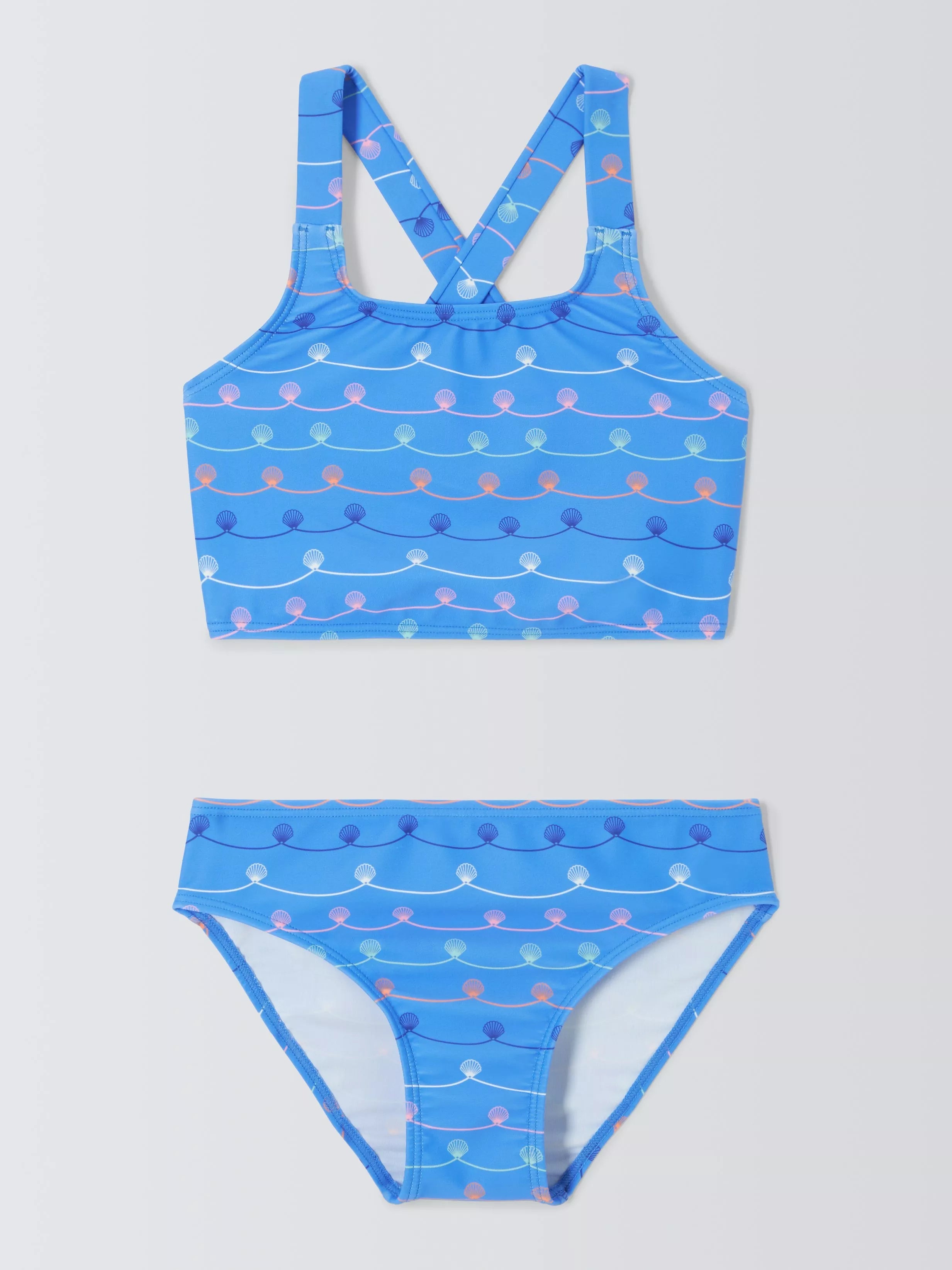 John Lewis Kids' Linear Shell Tankini Set, Blue - McGrocer
