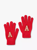 Small Stuff Kids' Initial Knitted Gloves, Red/Multi - McGrocer