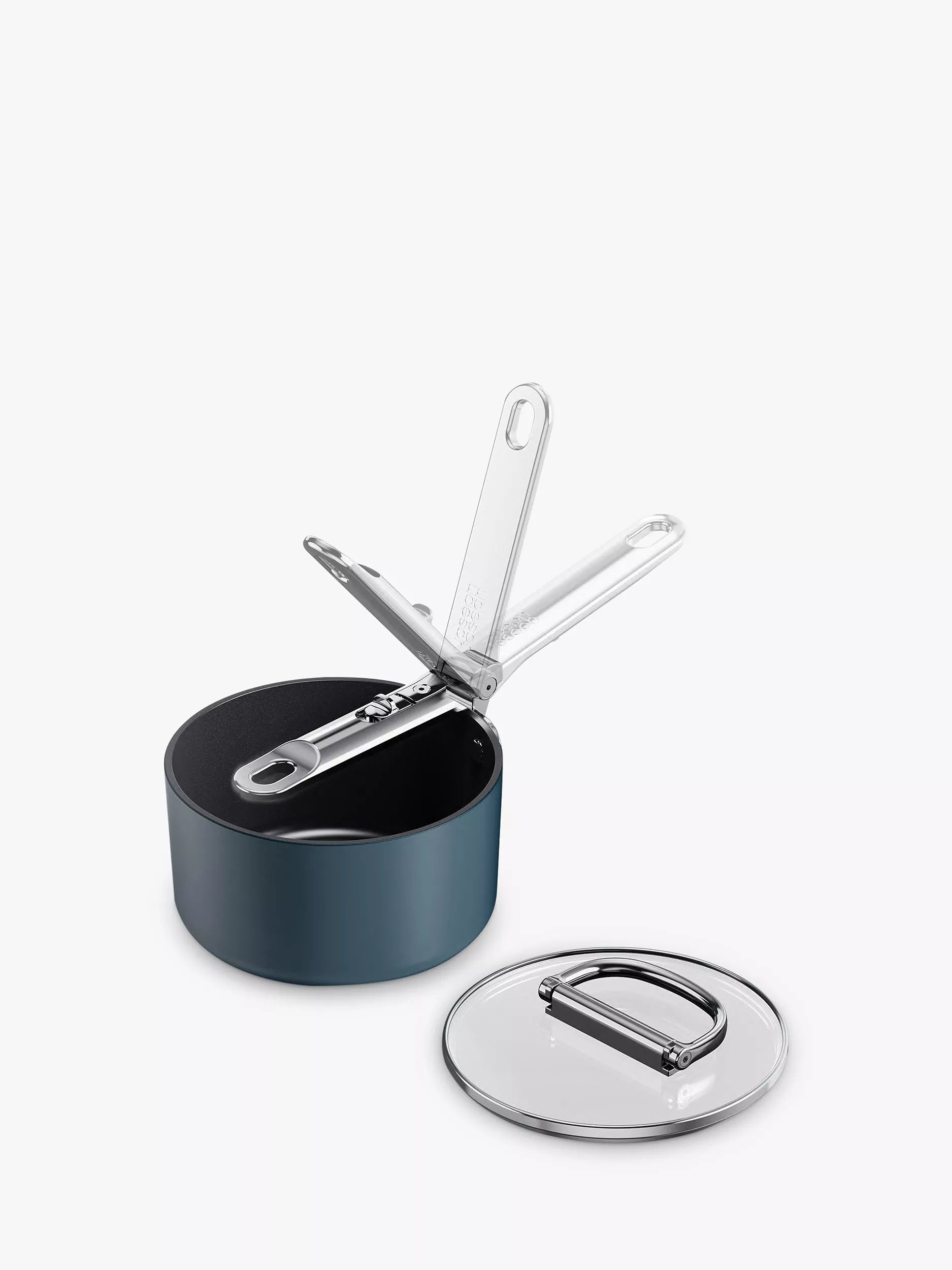 Joseph Joseph Space Folding Handle Non-Stick Saucepan & Lid, Navy - McGrocer