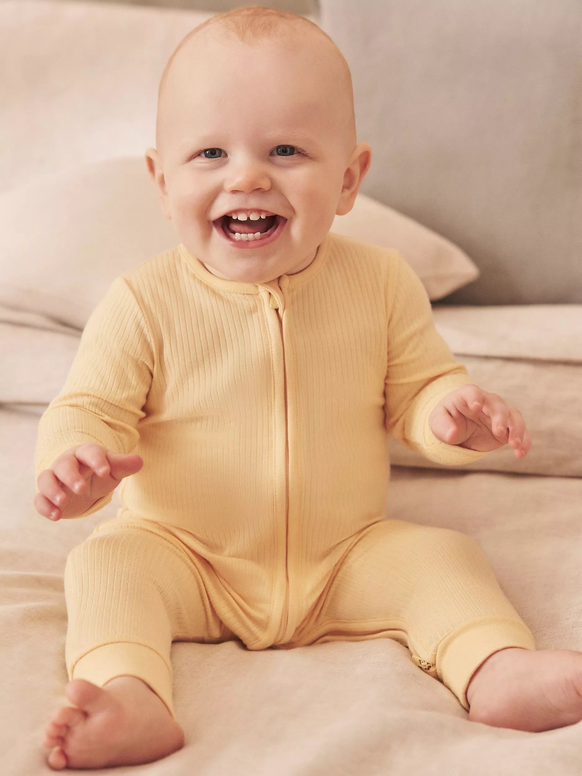 MORI Baby Clever Zip Ribbed Sleepsuit - McGrocer