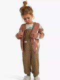 Claude & Co Baby Organic Cotton Checkerboard Print Dungarees, Brick - McGrocer