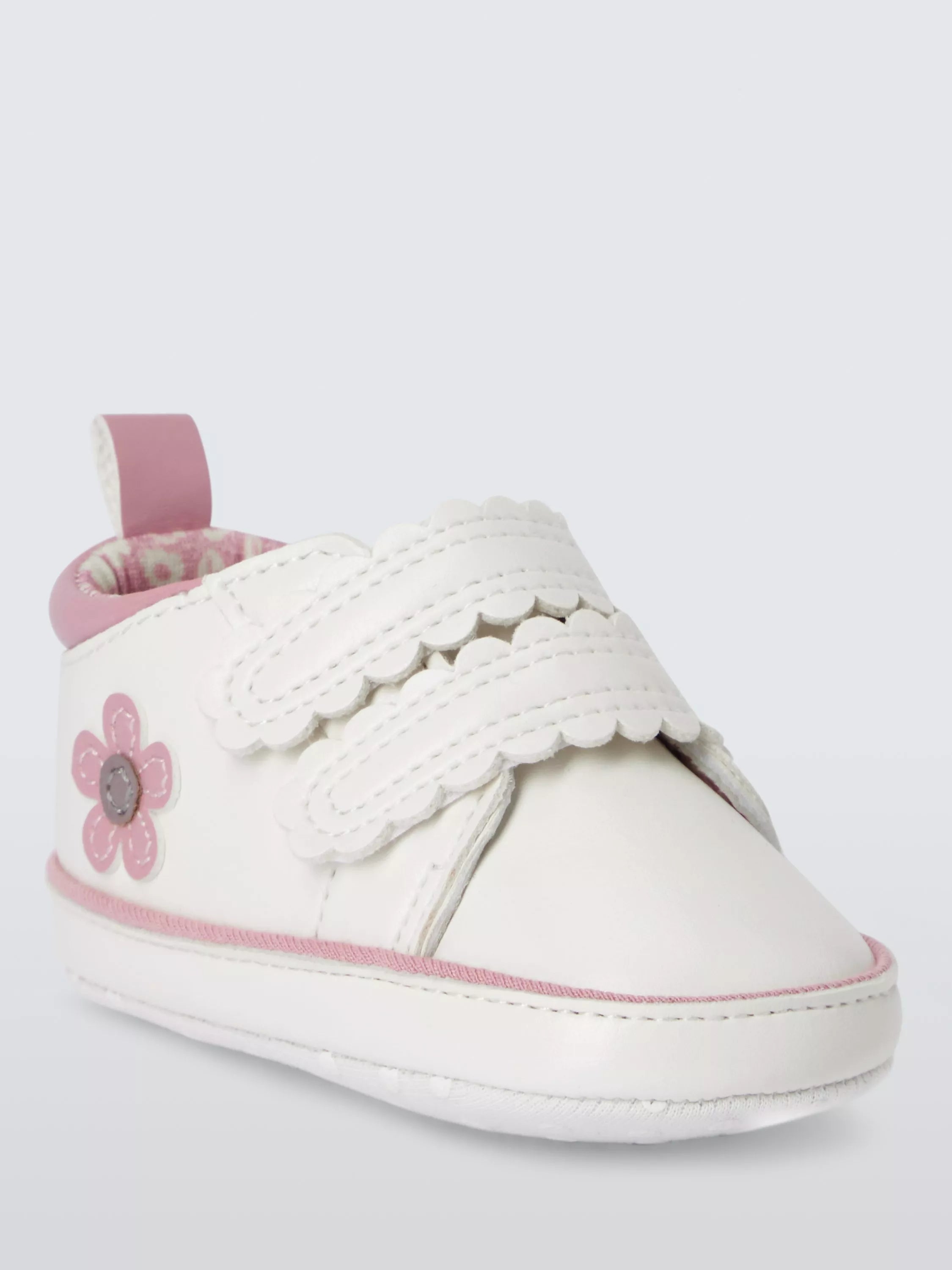 John Lewis Baby Floral Trainers, White - McGrocer