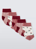 John Lewis Baby GOTS Organic Cotton Mix Hedgehog Stripe Socks, Pack of 5 - McGrocer