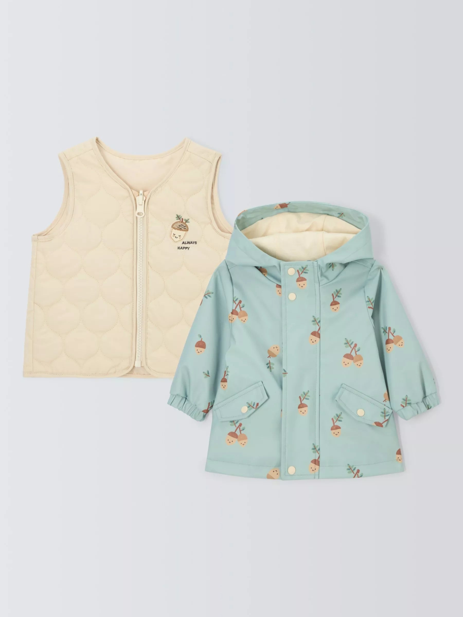 John Lewis Baby Acorn Gilet and Rain Mac Set, Multi - McGrocer