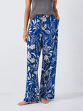 John Lewis Botanical Leopard Cotton Modal Blend Pyjama Bottoms, Navy Peony/Ivory - McGrocer