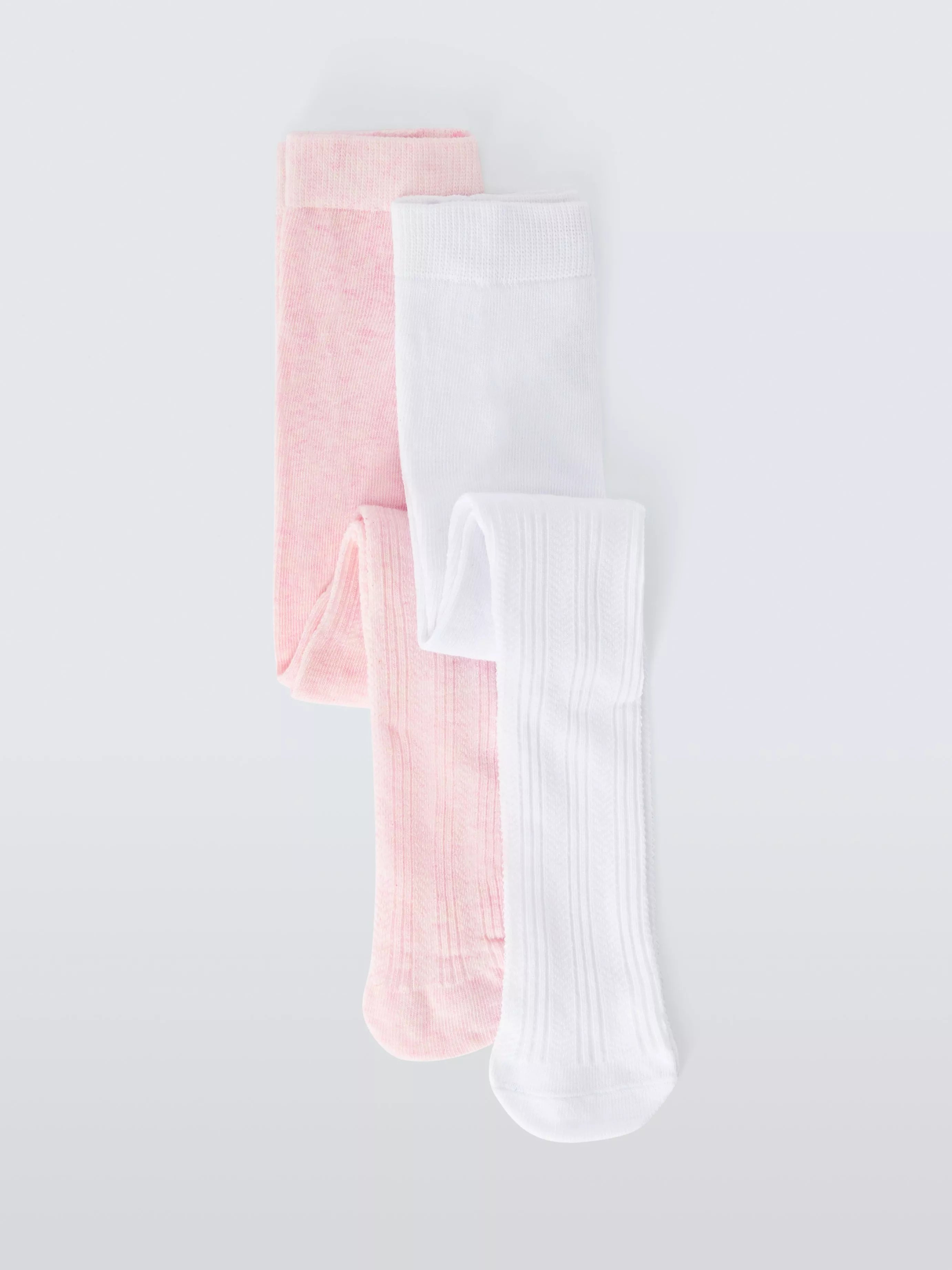 John Lewis Baby Organic Cotton Blend Textured Tights, Pack of 2, Multi - McGrocer
