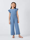 John Lewis ANYDAY Kids' Glitter Jersey Jumpsuit, Blue - McGrocer