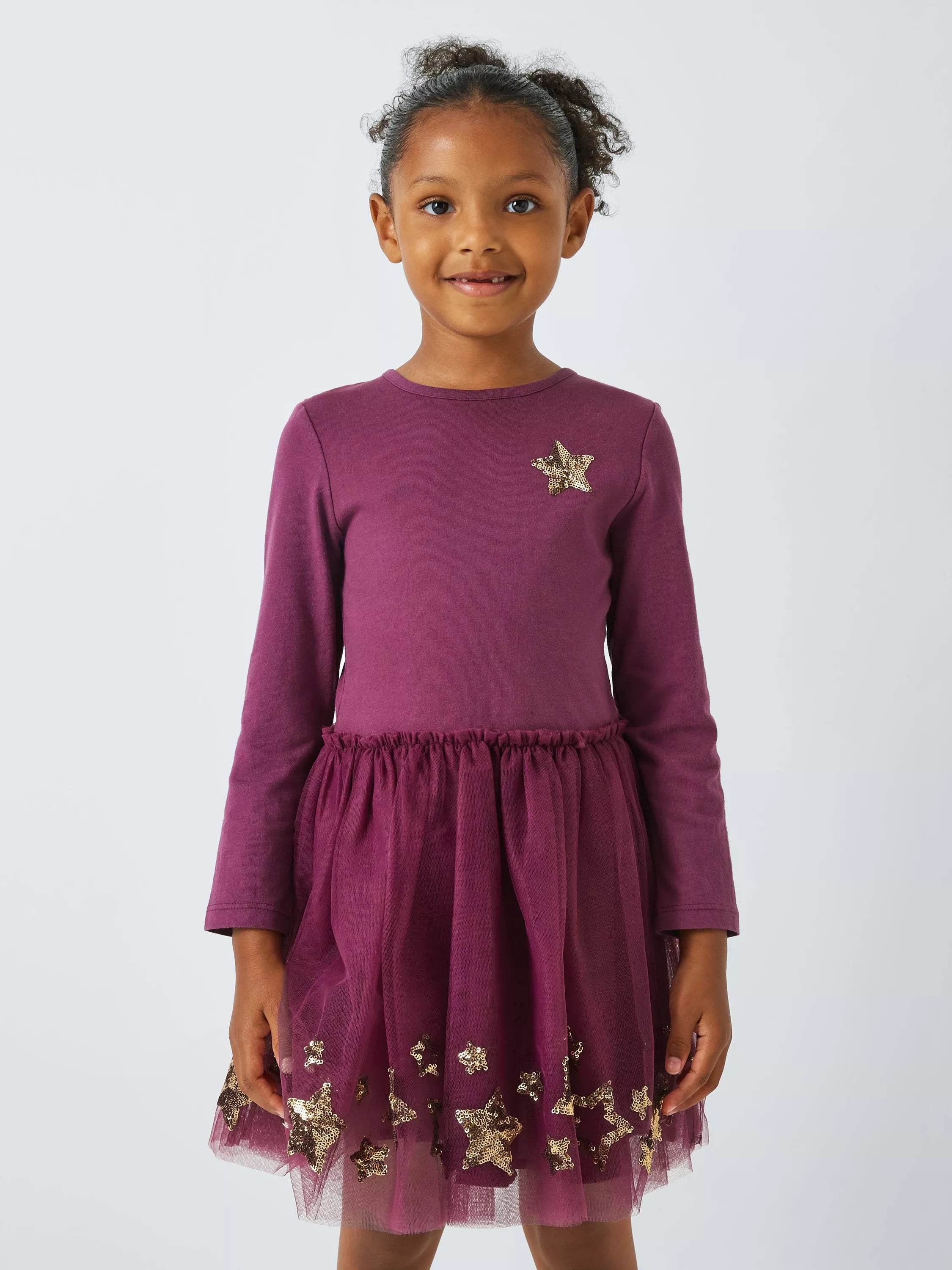 John Lewis Kids' Star Tulle Dress, Berry - McGrocer