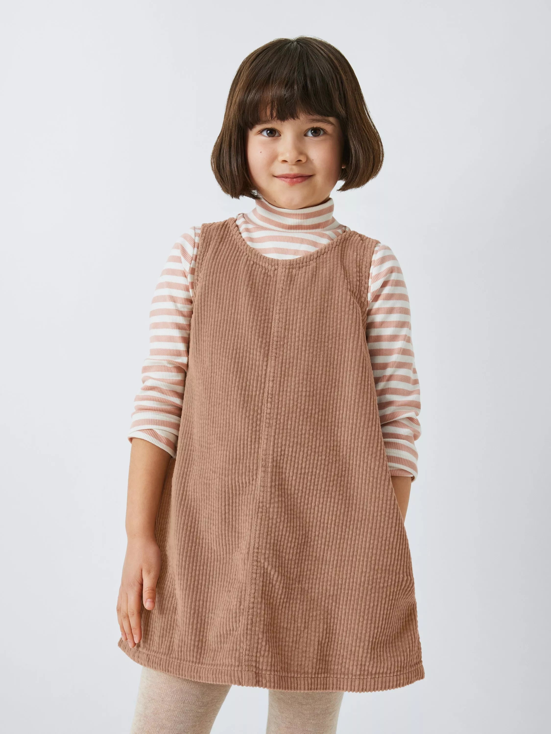 John Lewis ANYDAY Kids' Corduroy Pinafore Dress, Natural - McGrocer