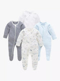 Purebaby Baby Organic Cotton Sleepsuit, Pack of 4, Vanilla Nautical - McGrocer