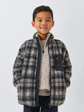 John Lewis Kids' Check Zip Through Fleece Jacket, Blue - McGrocer