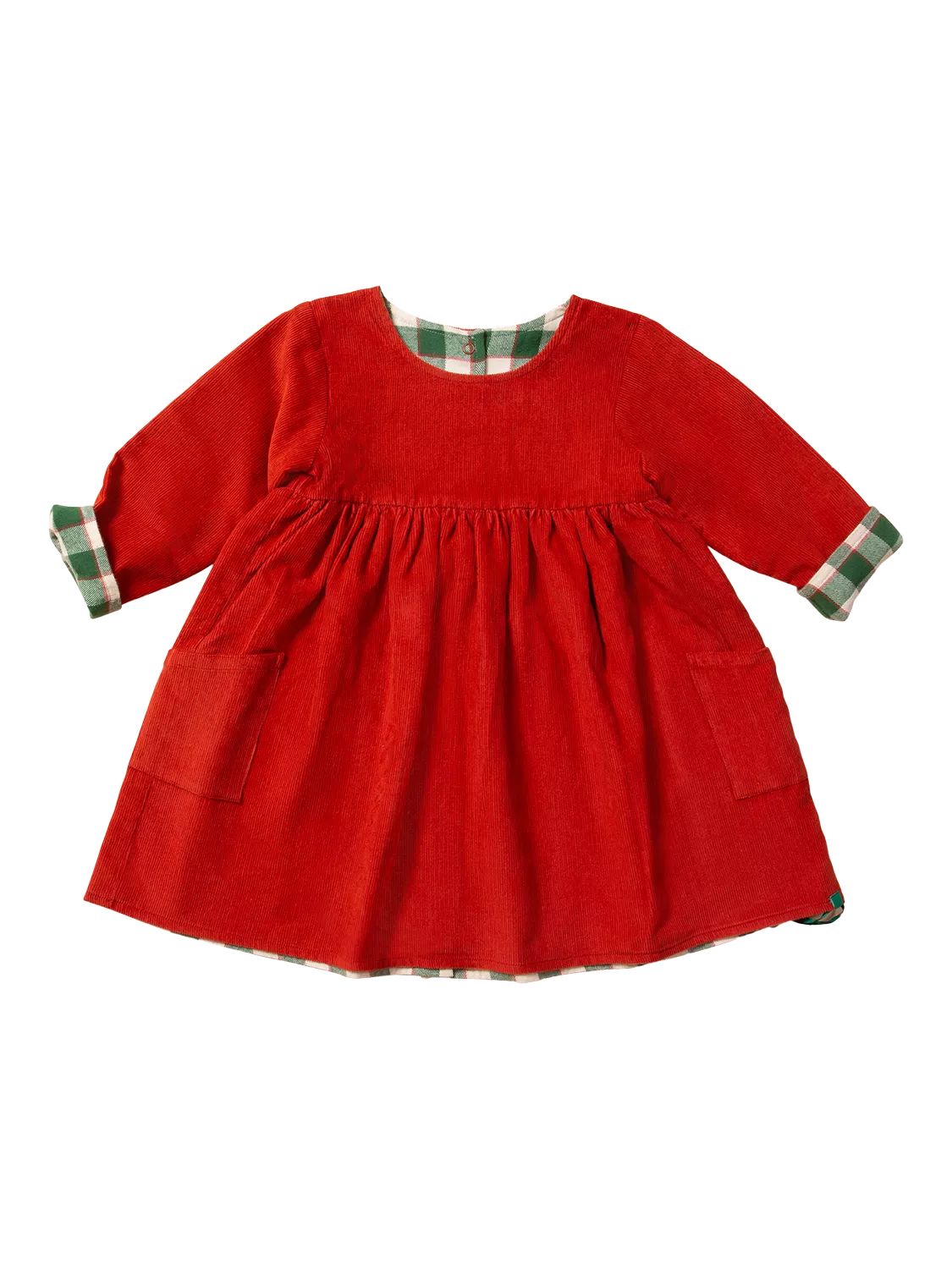 Little Green Radicals Kids' Organic Cotton Corduroy Reversible Pocket Dress, Hazelnut - McGrocer