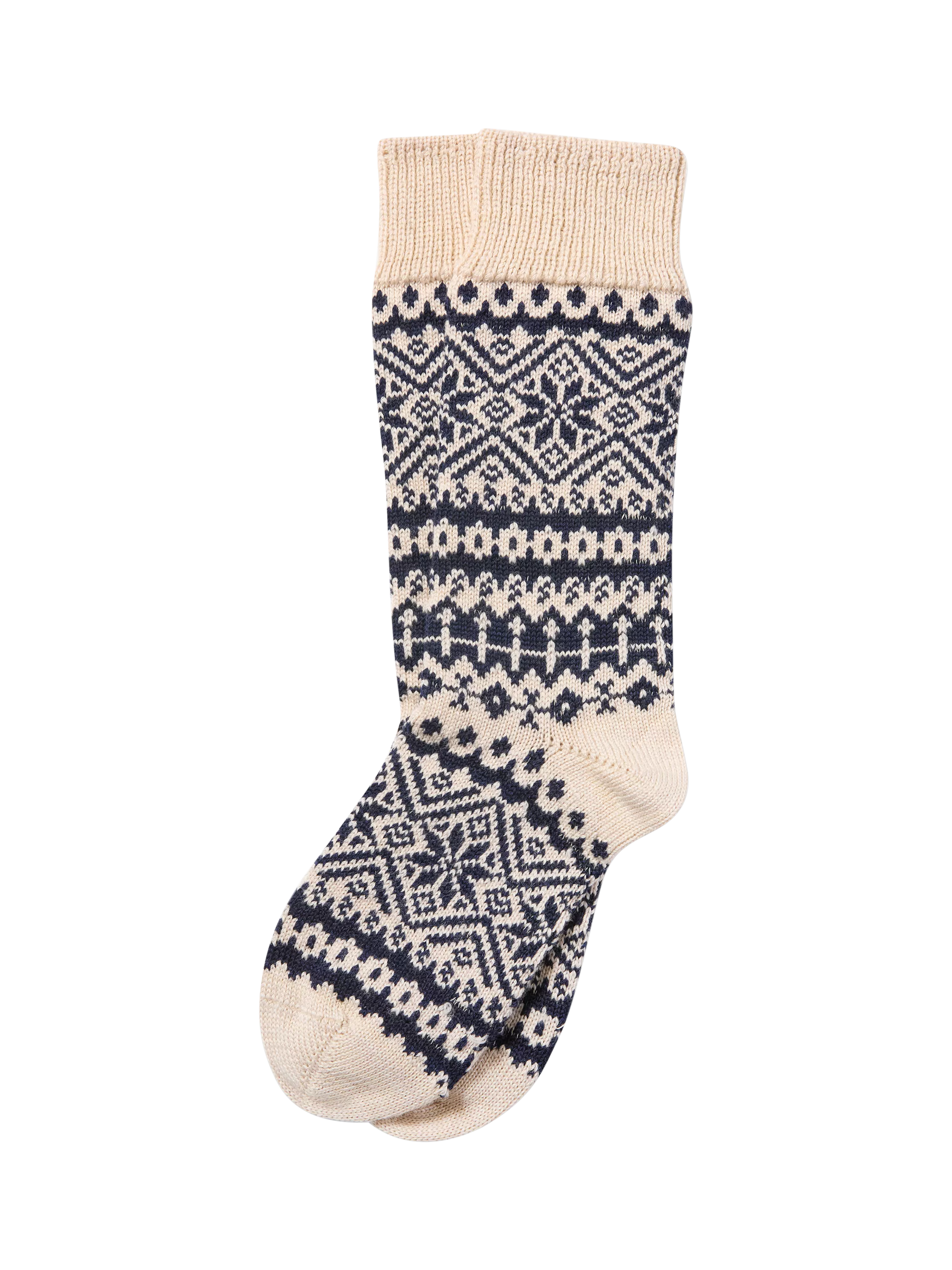 Celtic & Co. Fair Isle Wool Blend Socks, Oatmeal - McGrocer