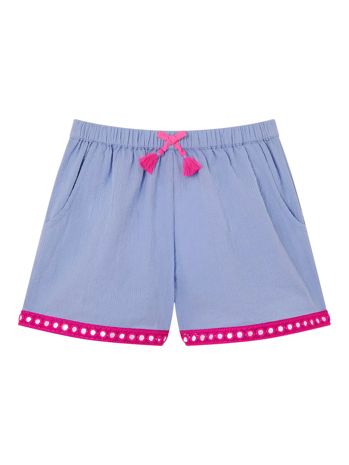 Angels by Accessorize Kids' Mirror Embellished Cotton Shorts, Blue - McGrocer