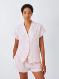 John Lewis Luna Stripe Pyjama Set, Blush/Ivory