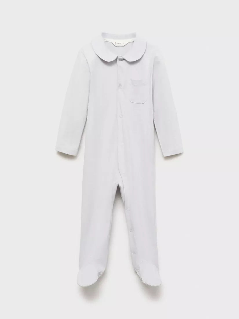 Mango Baby Vigo Cotton Sleepsuit, Medium Blue - McGrocer