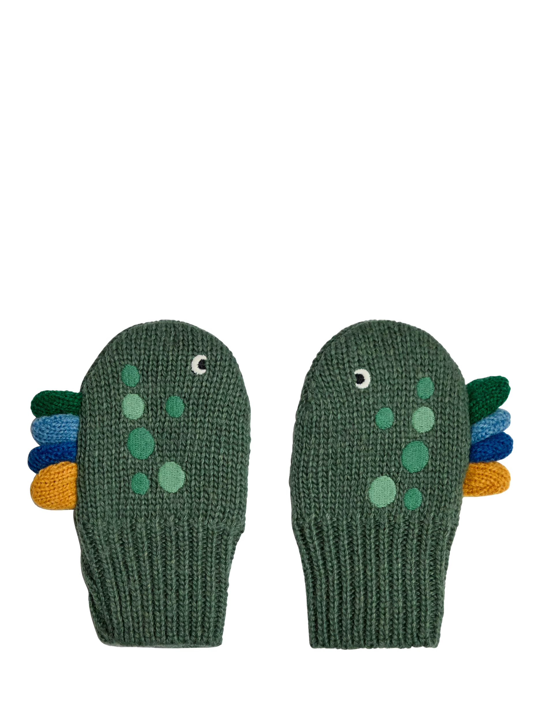 JoJo Maman Bébé Kids' Dinosaur Novelty Mittens, Green - McGrocer