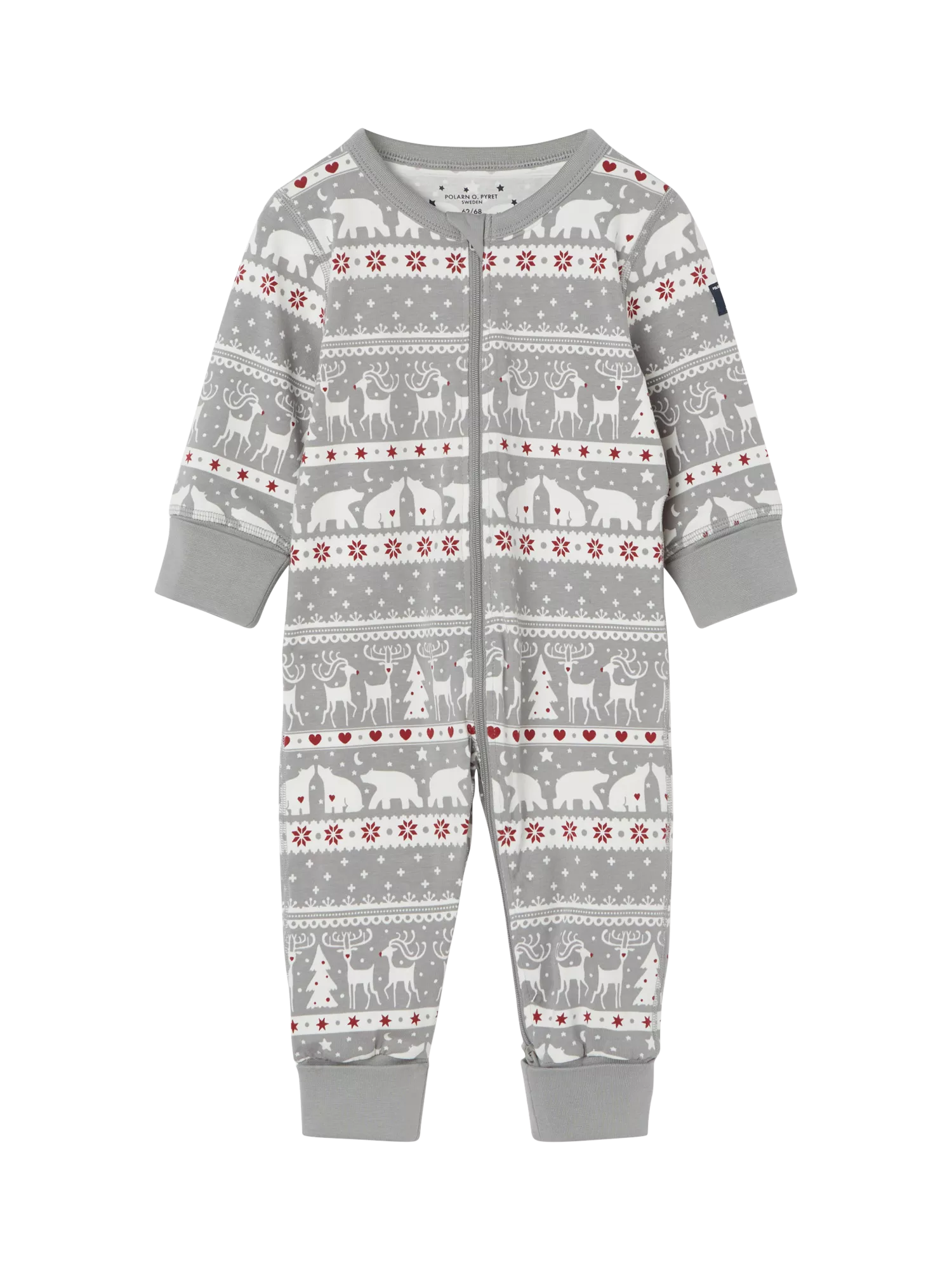 Polarn O. Pyret Baby Nordic Animal Print Sleepsuit, Grey - McGrocer