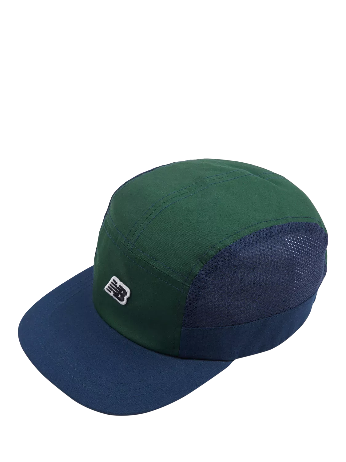 New Balance Kids' Premium 5 Panel Baseball Cap, Navy/Green - McGrocer