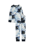 Polarn O. Pyret Kids' Nordic Winter Wonderland Print Pyjama Set, Blue - McGrocer