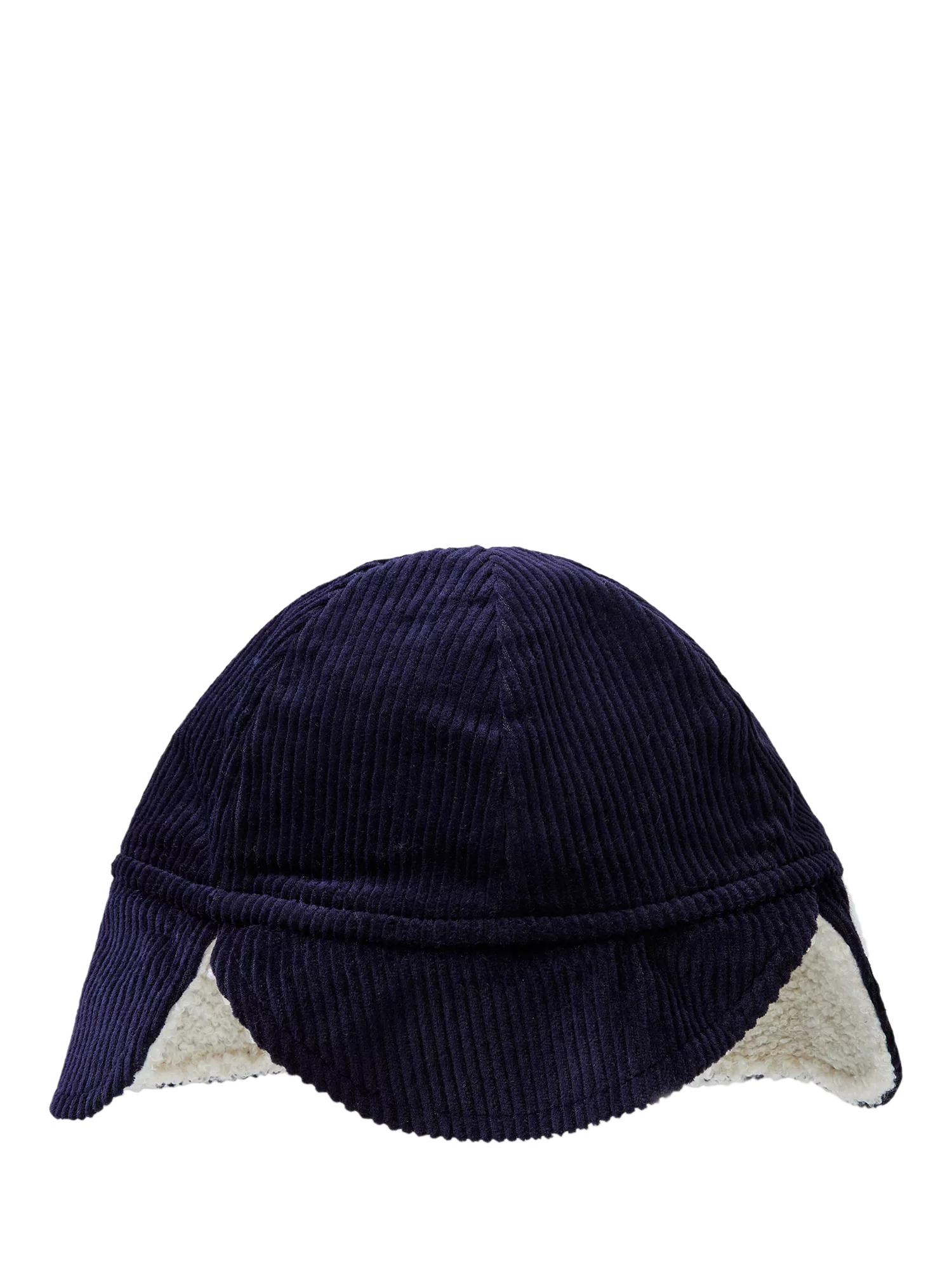 Benetton Kids' Corduroy Faux Fur Lined Ear Muff Hat, Night Blue - McGrocer