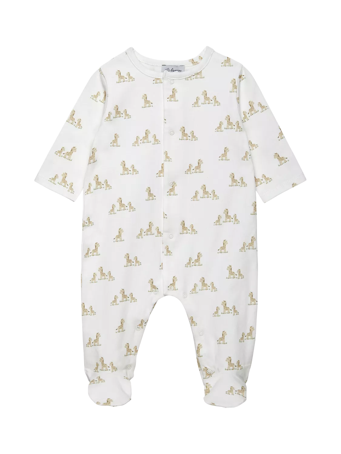 Trotters Baby Giraffe Organic Cotton Sleepsuit, White/Multi - McGrocer