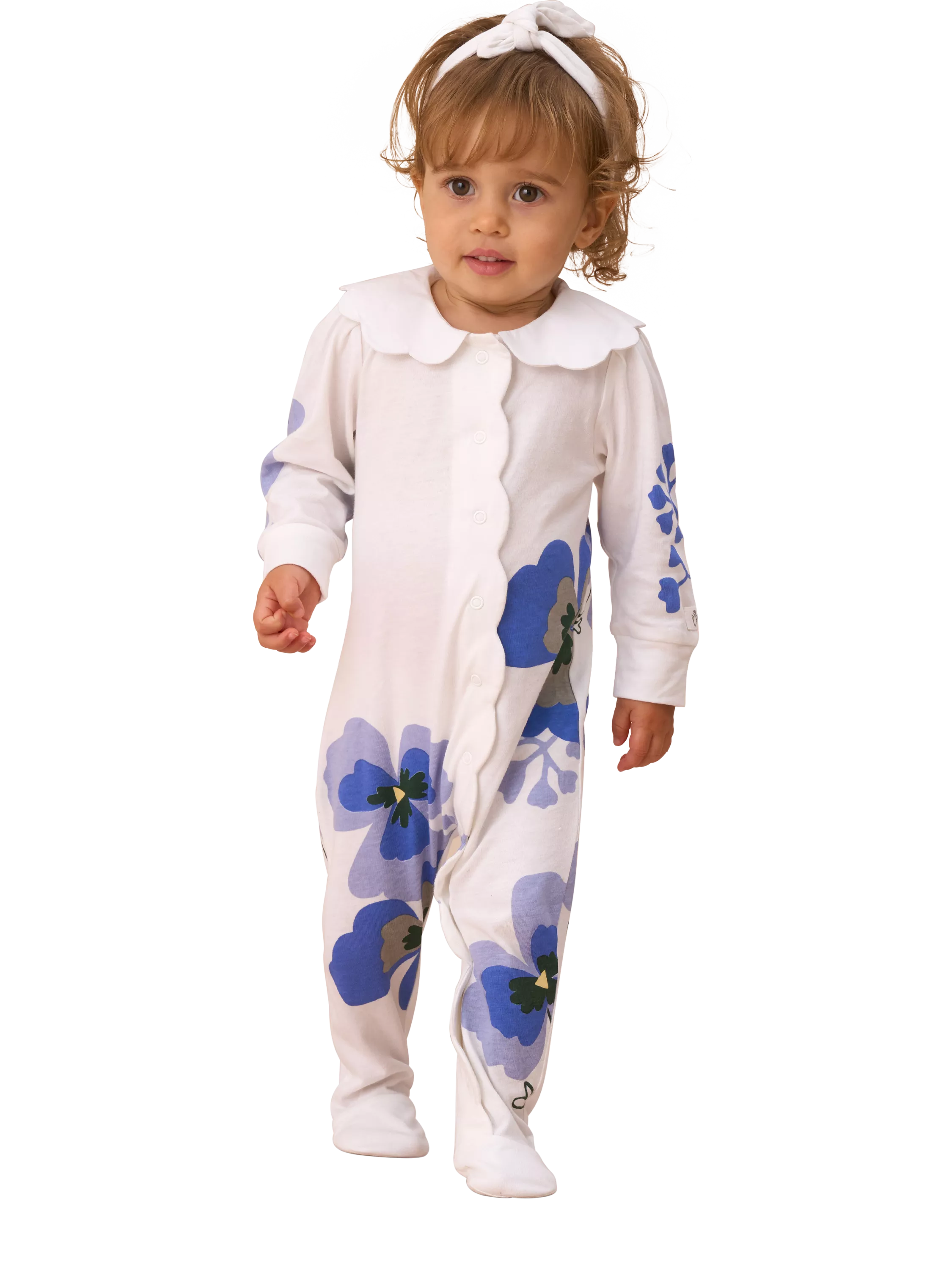 Angel & Rocket Baby Cotton Pansy Print Sleepsuit & Headband - McGrocer