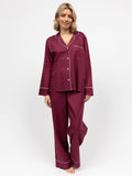 Cyberjammies Hotel Contrast Trim Long Pyjama Set Ox Blood