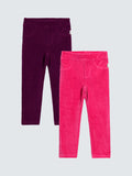 Jojo Maman Bebe Kids Corduroy Jeggings Pack Of 2 Fuchsia