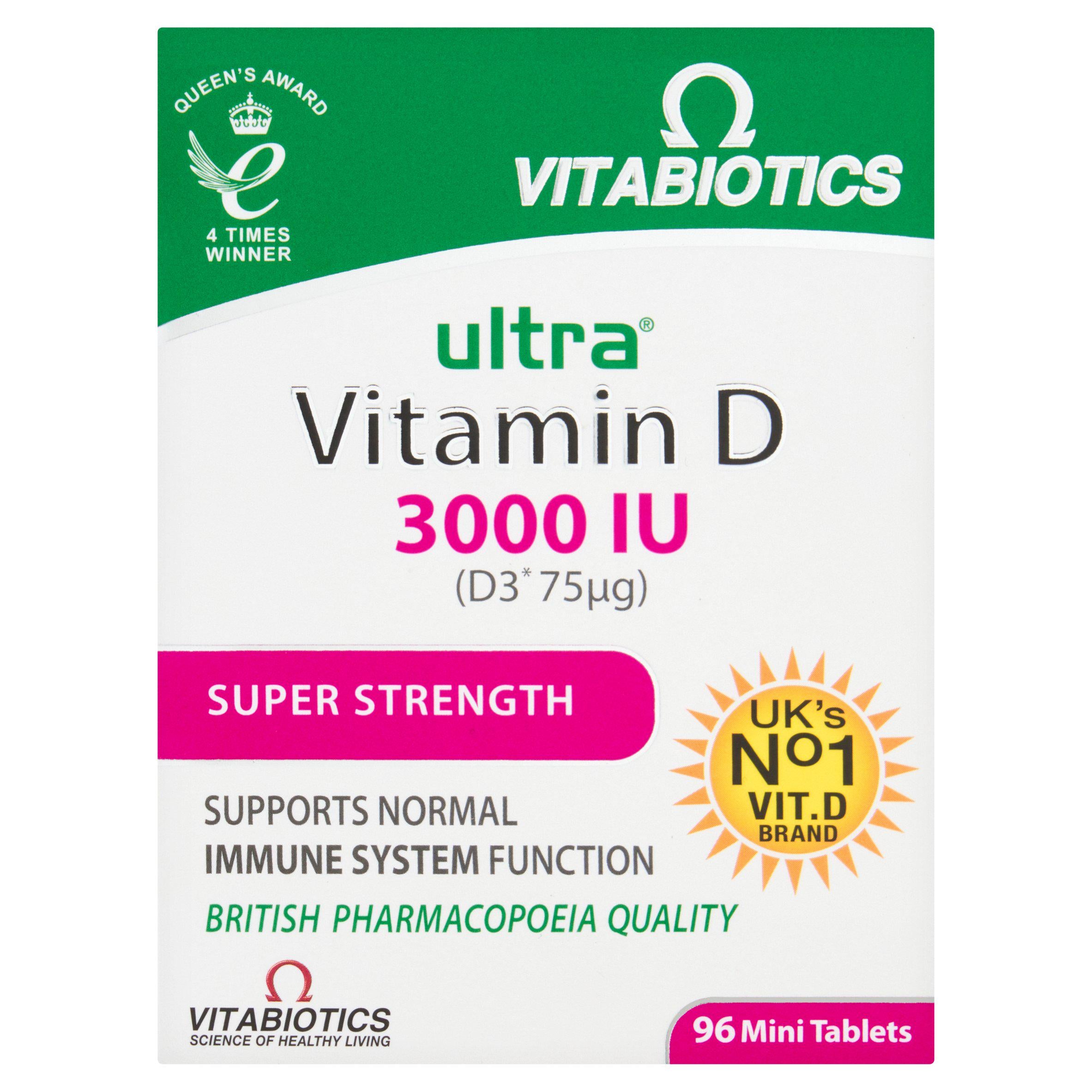 Vitabiotics Ultra Vitamin D 3000 IU Super Strength Tablets x96 bone & joint care Sainsburys