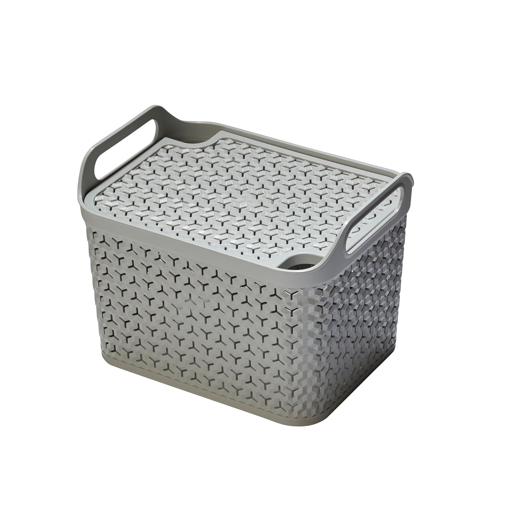 Strata Urban Store Basket with Lid Light Grey 8L GOODS Sainsburys