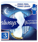 Always Infinity FlexProtect Sanitary Towels Night Size 3 with Wings 10 Pads