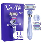 Gillette Venus Razor Extra Smooth Swirl 5 Blade Womens Razor 3 Razor Blades Shower Hook