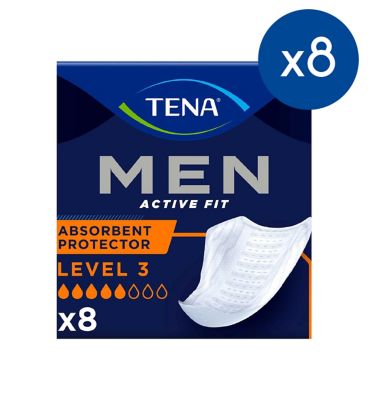 TENA Men Level 3 Incontinence Absorbent - 8 packs of 8 protectors bundle GOODS Boots