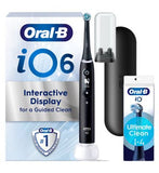 Oral-B iO6 Electric Toothbrush - Black Lava iO Ultimate Clean Black Replacement Electric Toothbrush Heads 4 Pack Bundle