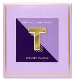 Landon Tyler Alphabet Candle Letter T Bergamot Lime Basil 140g