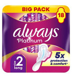 Always Platinum Long Size 2 Pads Wings 18 Sanitary Towels
