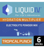 Liquid IV Hydration Multiplier Electrolyte Powder Mix Tropical Punch 6 Sachets
