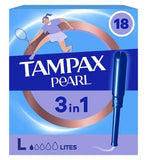 Tampax Pearl Lites Tampons With Applicator x18 3in1 Leak Protection Comfort And Easy Insertion