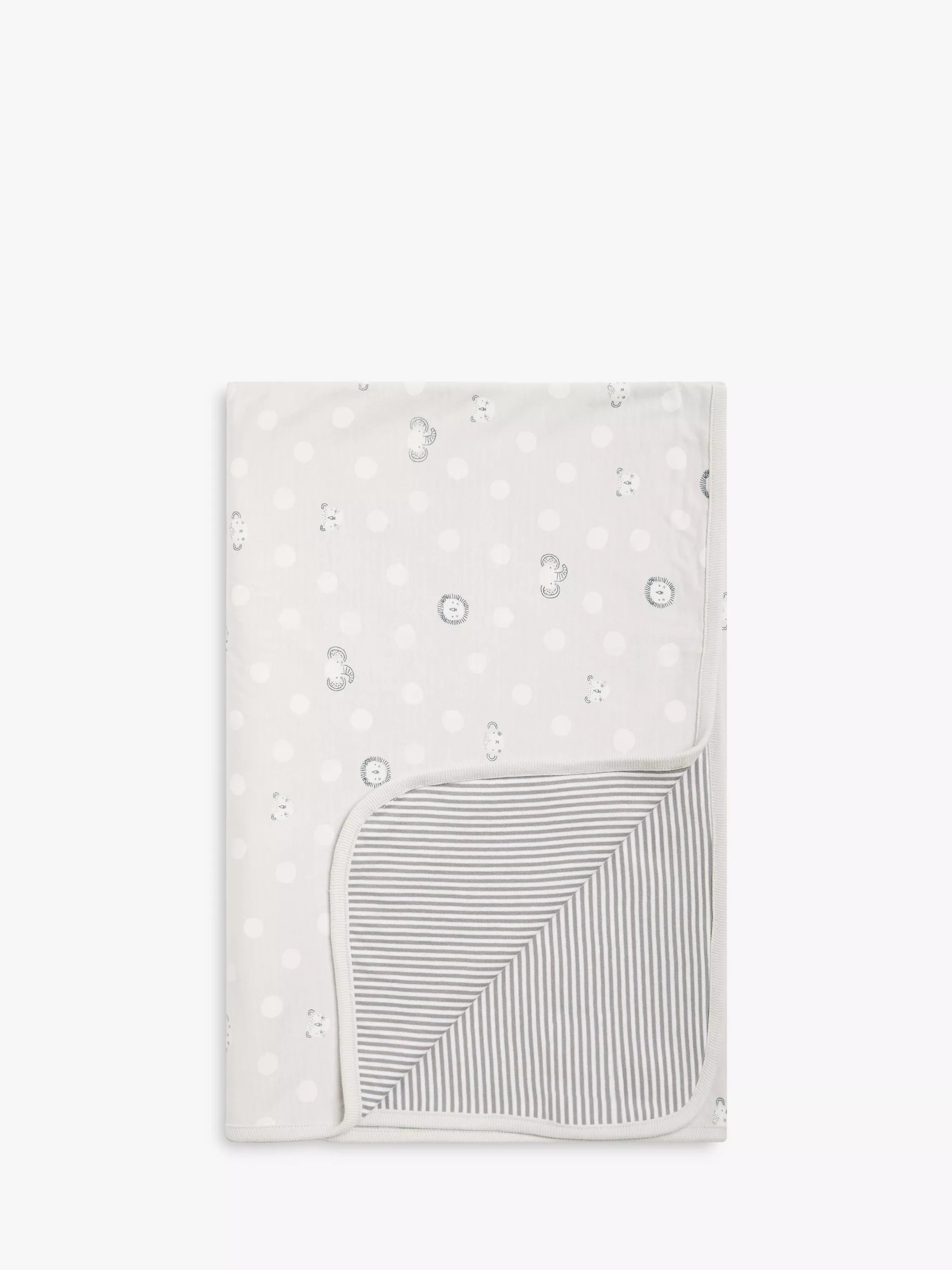 John Lewis Safari Animals Spot Reversible Jersey Blanket, 80 x 80cm - McGrocer
