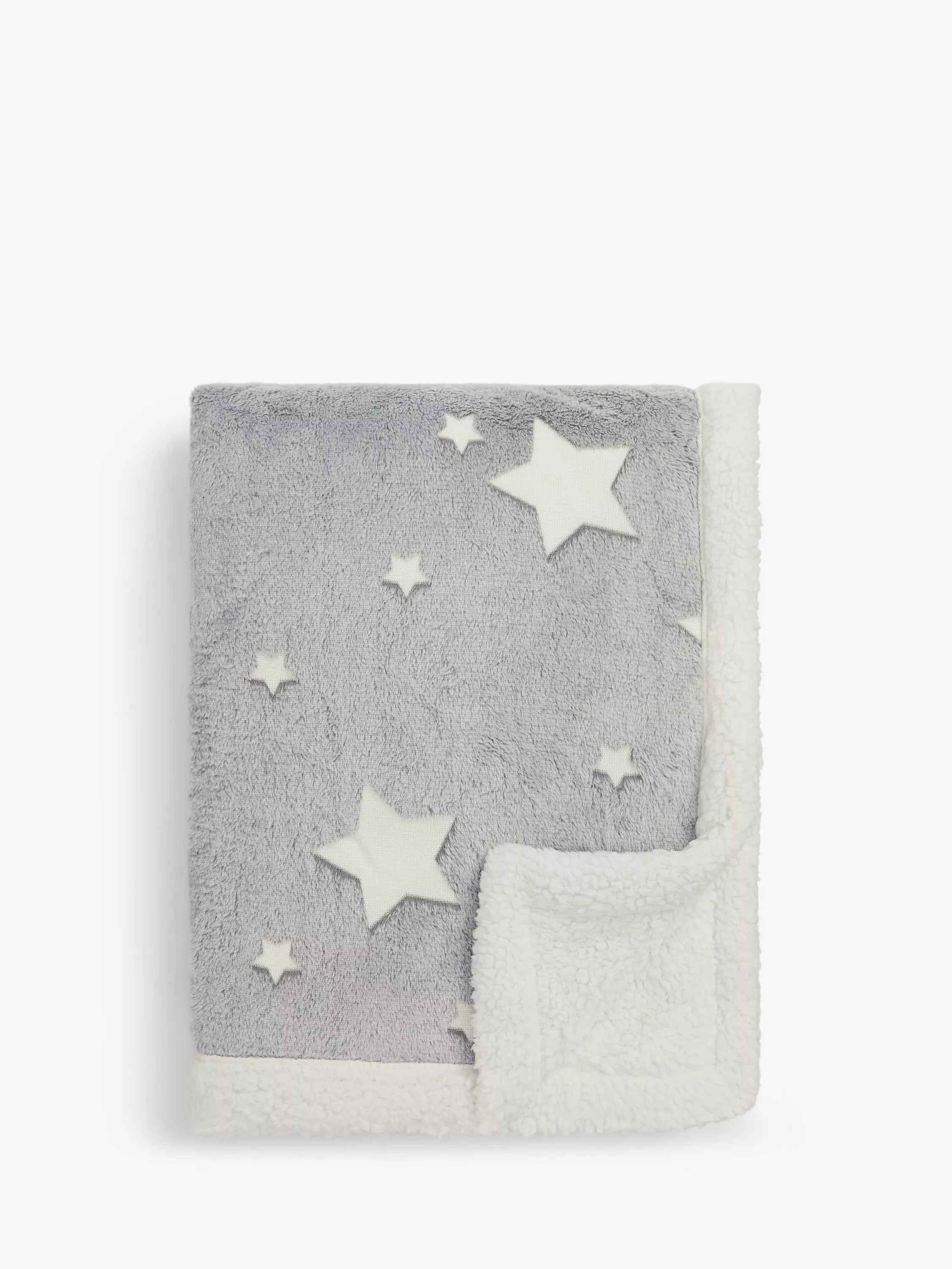 John Lewis Kids' Glow In The Dark Star Print Sherpa Fleece Blanket - McGrocer