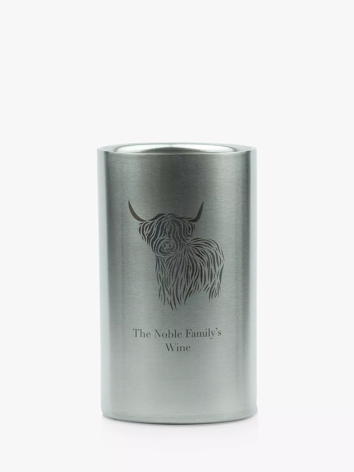 Totally About You Personalised Highland Cow Wine Cooler, Silver - McGrocer