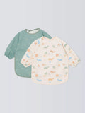 John Lewis Whale & Fish Print Coverall Weaning Baby Bib, Pack of 2, Multi - McGrocer