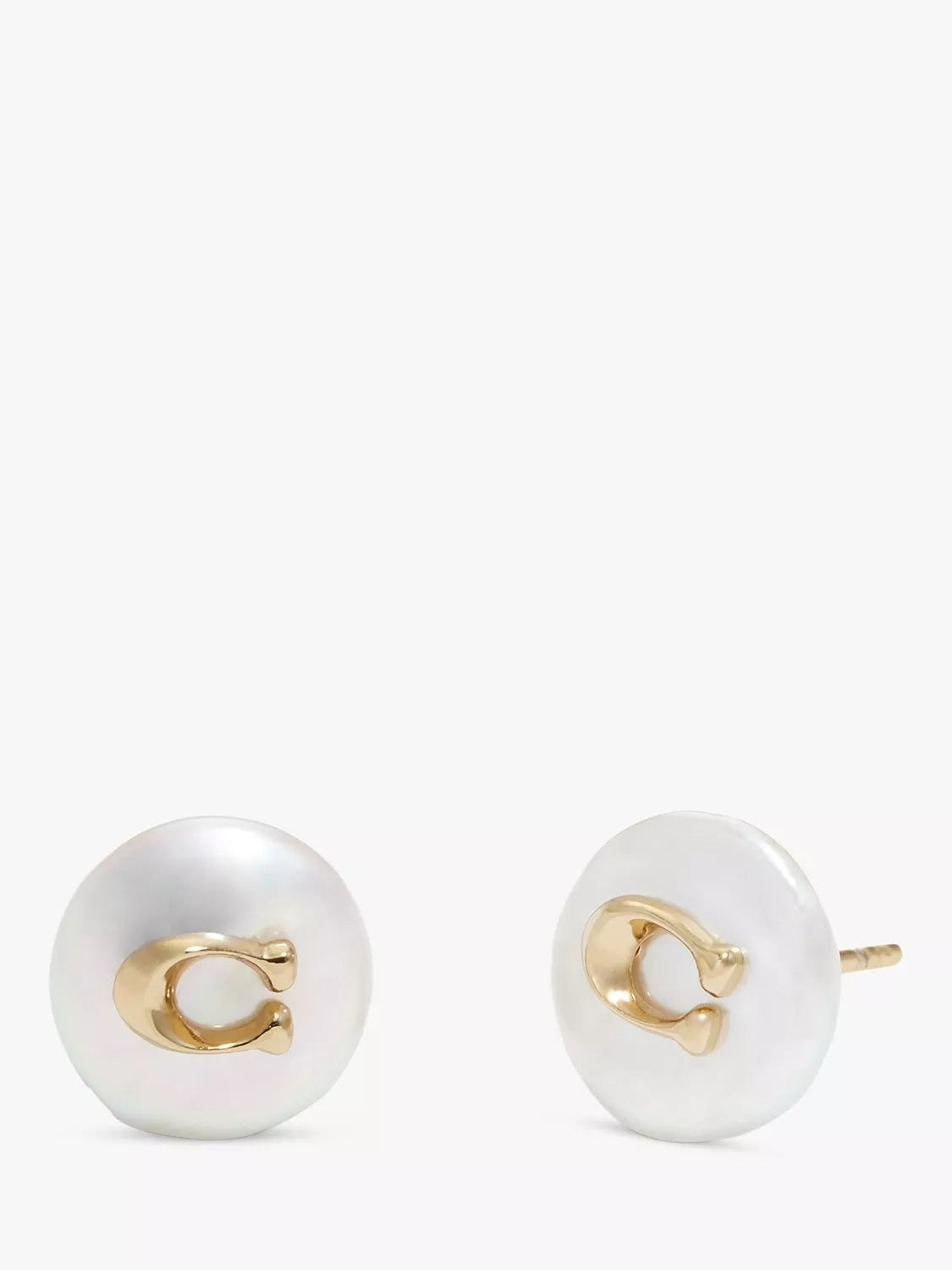 Coach Freshwater Pearl  Coin Stud Earrings, Gold - McGrocer