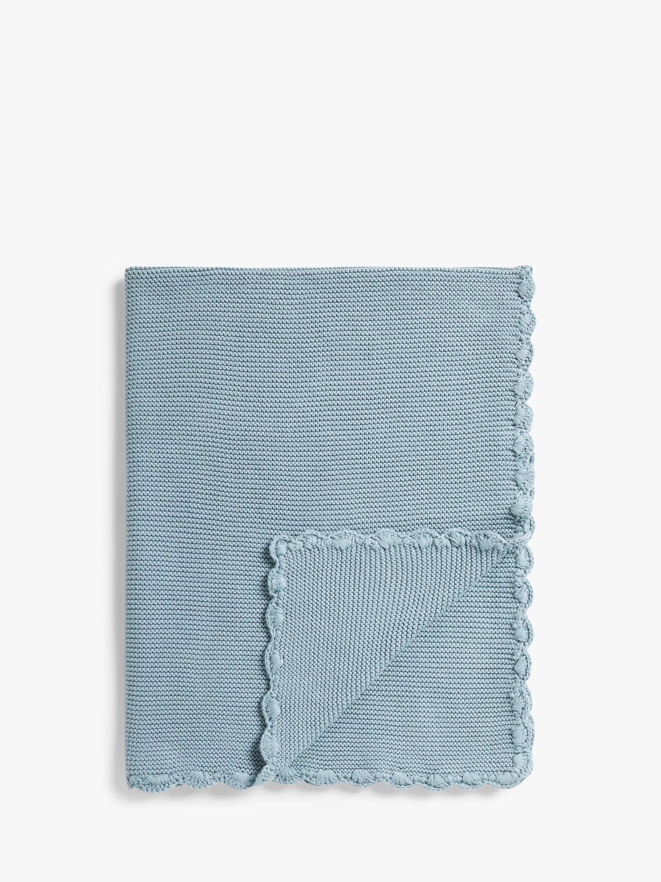 John Lewis Scalloped Cotton Baby Blanket, 100 x 80cm - McGrocer