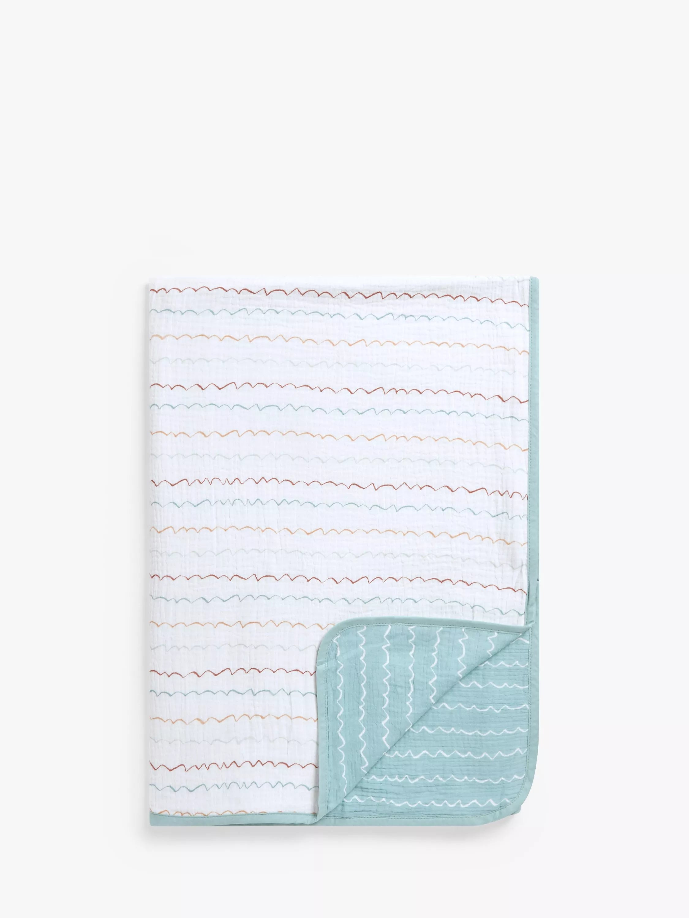 John Lewis Make Waves Crinkle Muslin Baby Blanket, 120 x 120cm - McGrocer